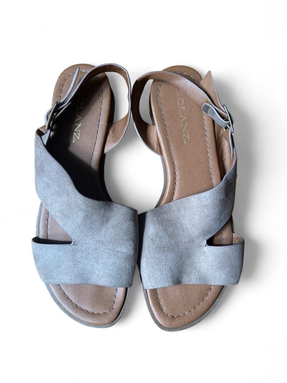 Solanz Faux Suede Slingback Sandals Taupe Minimalist Comfort Neutral Euro Summer